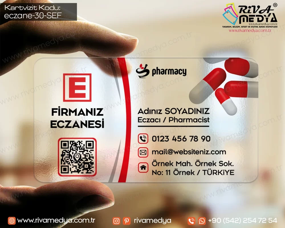 Zarif Şeffaf Eczane Kartvizit Örneği